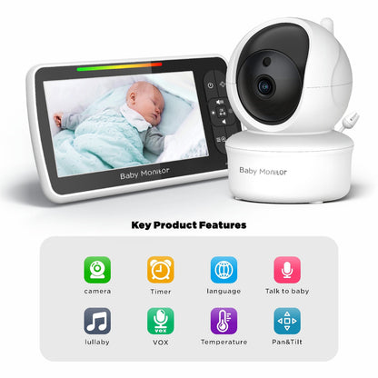 Upgraded Smart WiFi Baby Monitor SM650, 5-inch 720p Display, 1080p Camera