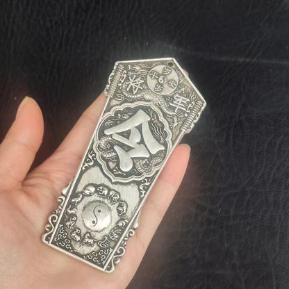 Vintage Tai Sui General Token Silver-Plated Lucky Charm Zodiac
