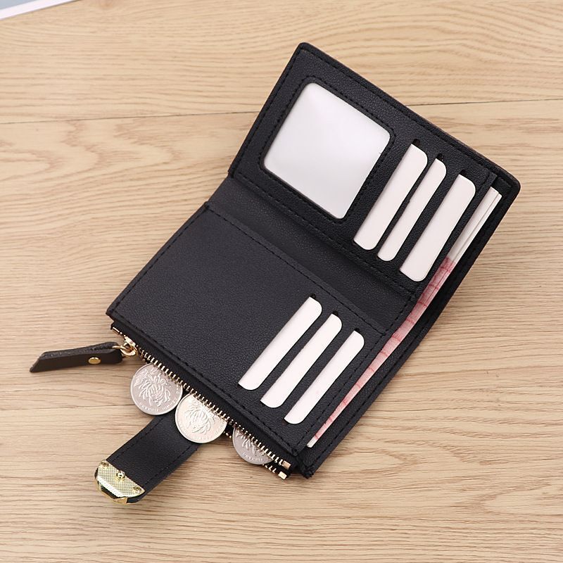 Fashion Clutch Wallet Small Zipper Pouch Card Bags Synthetic Leather Hasp Short