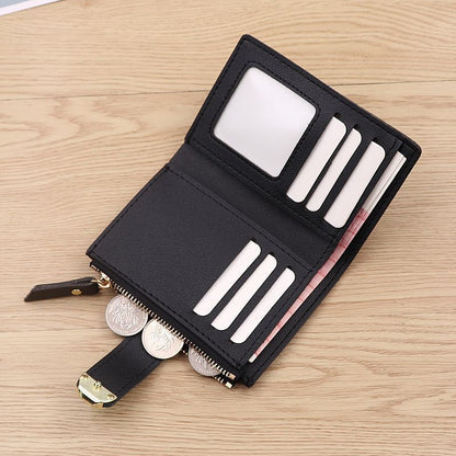 Fashion Clutch Wallet Small Zipper Pouch Card Bags Synthetic Leather Hasp Short