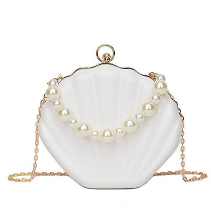 Evening Bags Shell Shape Clutch Bags Handbag Pearl Beaded Shell Chain Party Bags