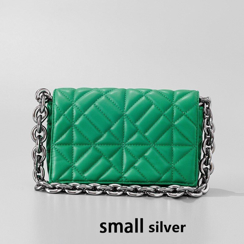 Handbag Green Small Flap Shoulder Bag Chain Clutch Bags Polyester Square Purse