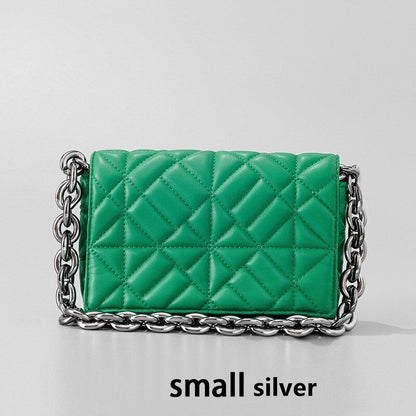 Handbag Green Small Flap Shoulder Bag Chain Clutch Bags Polyester Square Purse