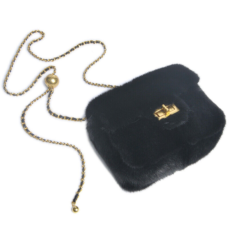 Womens Fashion Genuine Leather Crossbody Bag Real Mink Fur Evening Party Bag