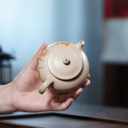 handmade tea pot mountain relief real yixing zisha white duan clay pot marked