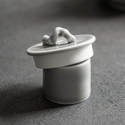 Handmade Celadon Ice Gray Glaze Ceramic Kung Fu Tea Set Cover Support Frame