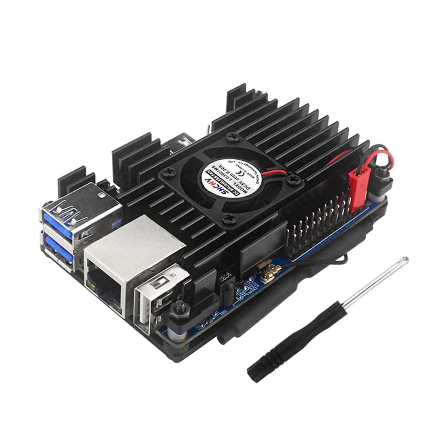 T Aluminum Case with Active Passive Cooling Fan Heatsink Set for Orange Pi 3 LTS