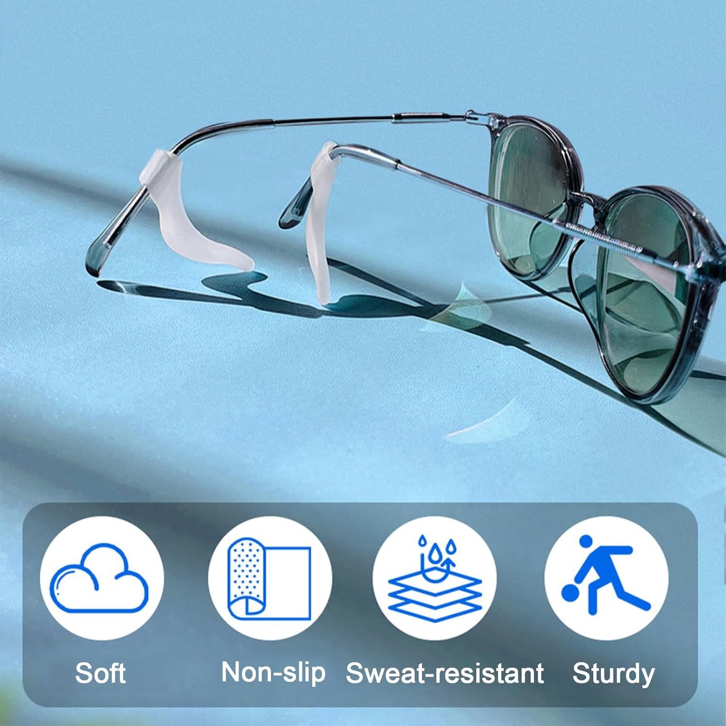 Eye Glasses Ear Grippers,Anti Slip Eyeglasses Ear Grips,Silicone Ear Hooks for S