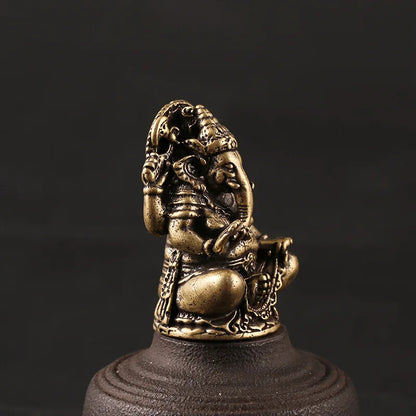Brass Thailand Elephant God Small Statue Southeast Asia Copper Buddha