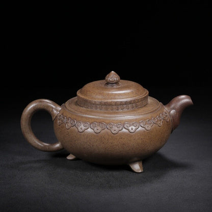 Chinese Yixing Zisha Clay Handmade Exquisite Teapot（云肩如意（柴烧窑变） 底款：景舟制壶）