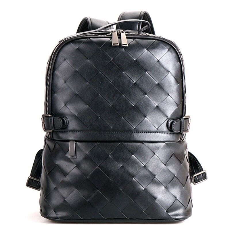 Top Real Leathe Handmade Weaving Men's Backpack, Travel Breathable Bag Rucksack