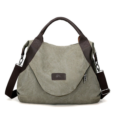 Ladies Canvas Tote Bag Multi Pockets Shoulder Bags Women Travel Detachable