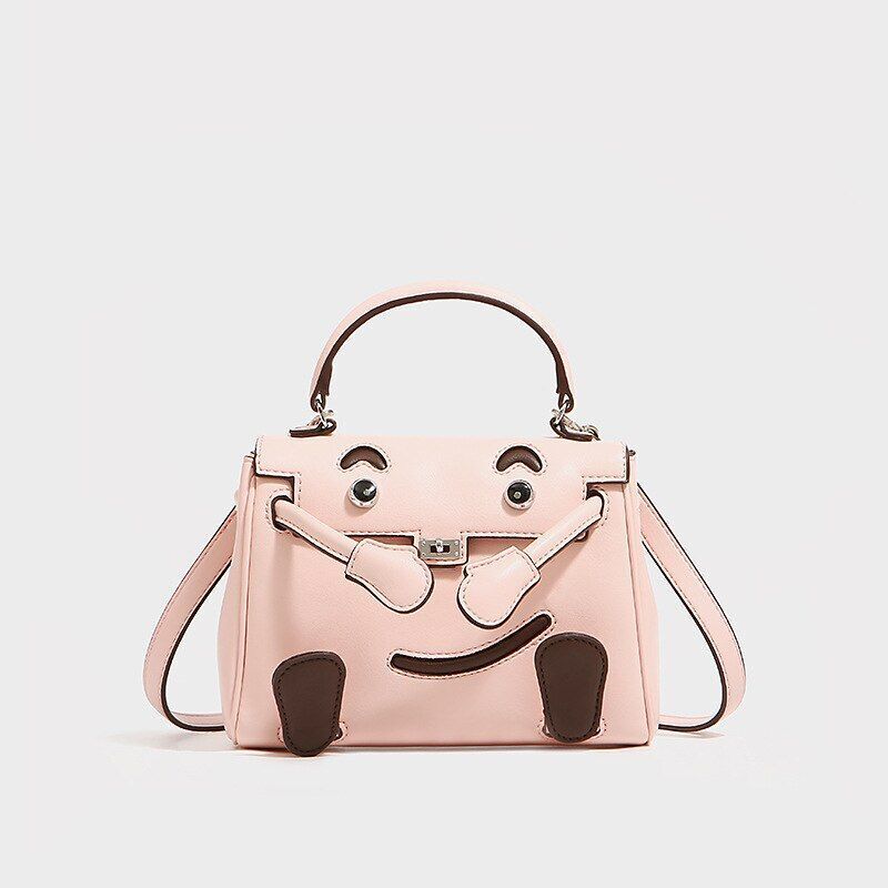 Polyester Split Genuine Leather Bag Small Shoulder Messenger Handbag 19*7*15 Cm