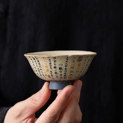 Lanting Xu Ceramic Master Cup Retro Blue and White Red Flint Tea Tasting Cup