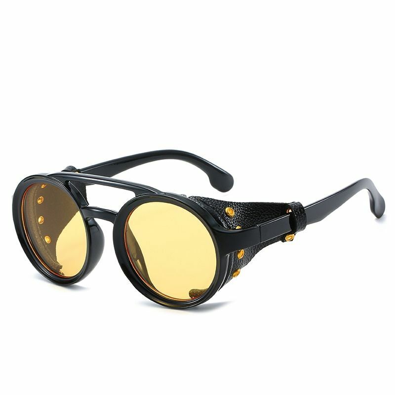 Men Steampunk Sunglasses Round Vintage UV400 Shade Women Eyewear Stylish Glasses
