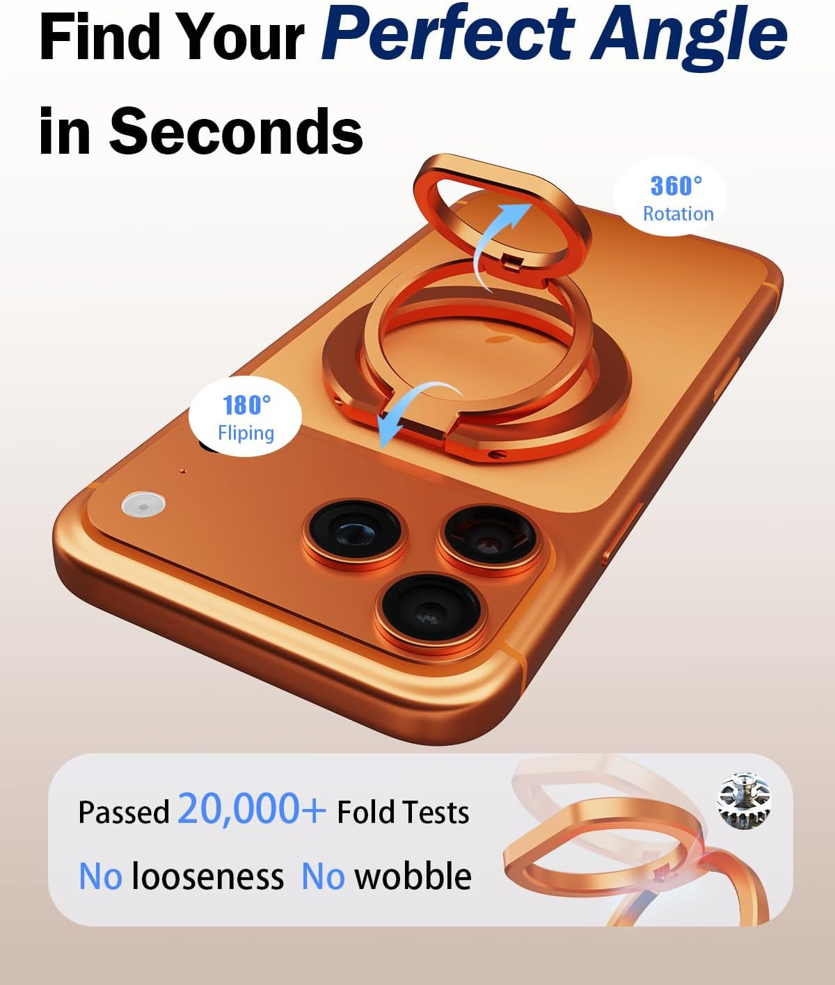 Phone Grip for Magsafe,360°& 180°Rotation Magnetic Phone Ring Holder with Kickst