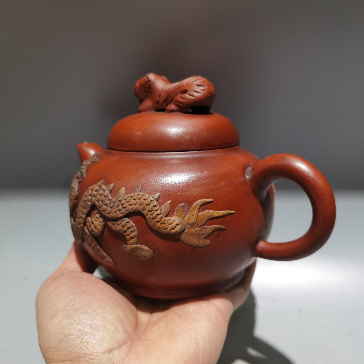 Chinese Yixing Zisha Clay Handmade Exquisite Teapot （卧虎藏龙 低款：周桂珍 )