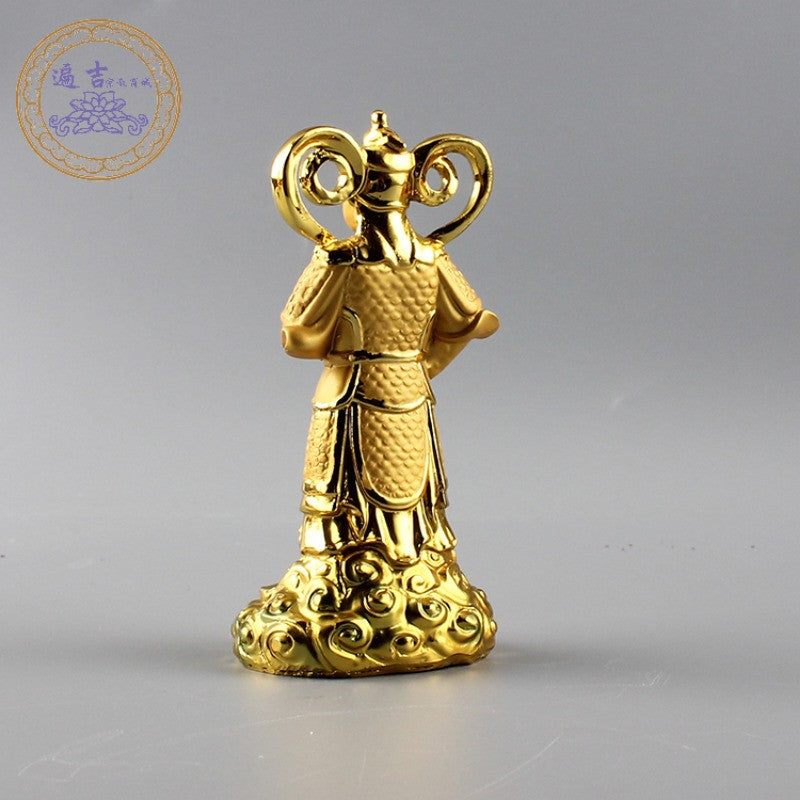 Traditional Resin Gilding Skanda Bodhisattva Buddha Statue Ornament Handicrafts