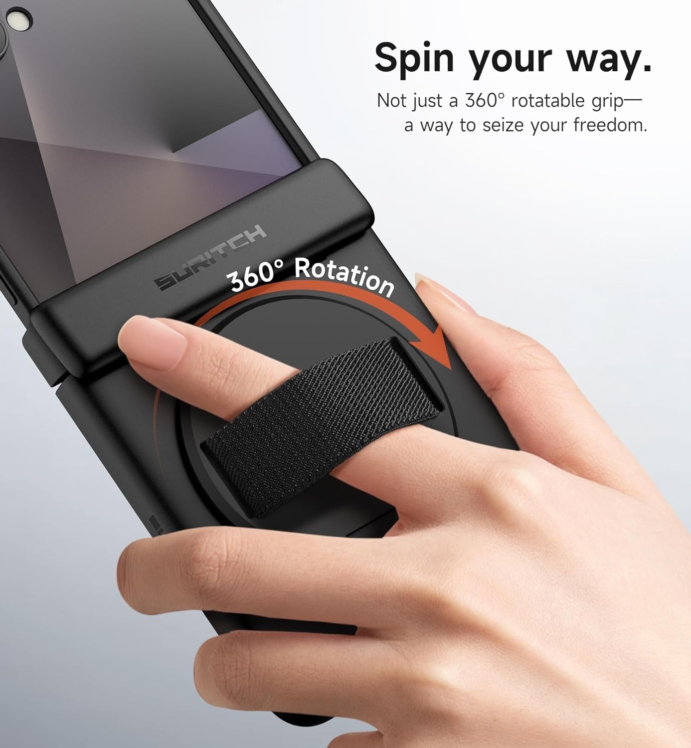 for Samsung Galaxy Z Flip7 Case with 360° Rotatable Hand Strap Phone Grip Holder