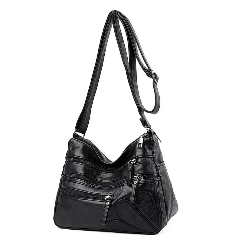Women Shoulder Bag Leather Messenger Bag Flower Patchwork Leather Purse Handbag