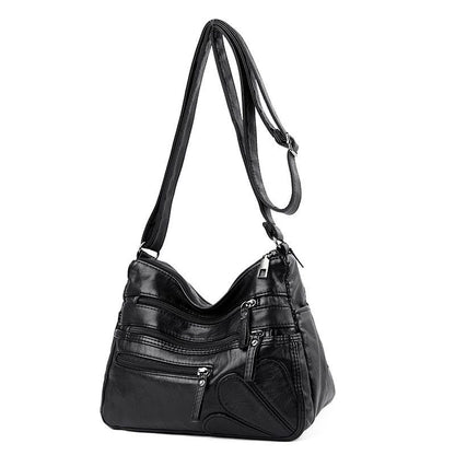 Women Shoulder Bag Leather Messenger Bag Flower Patchwork Leather Purse Handbag