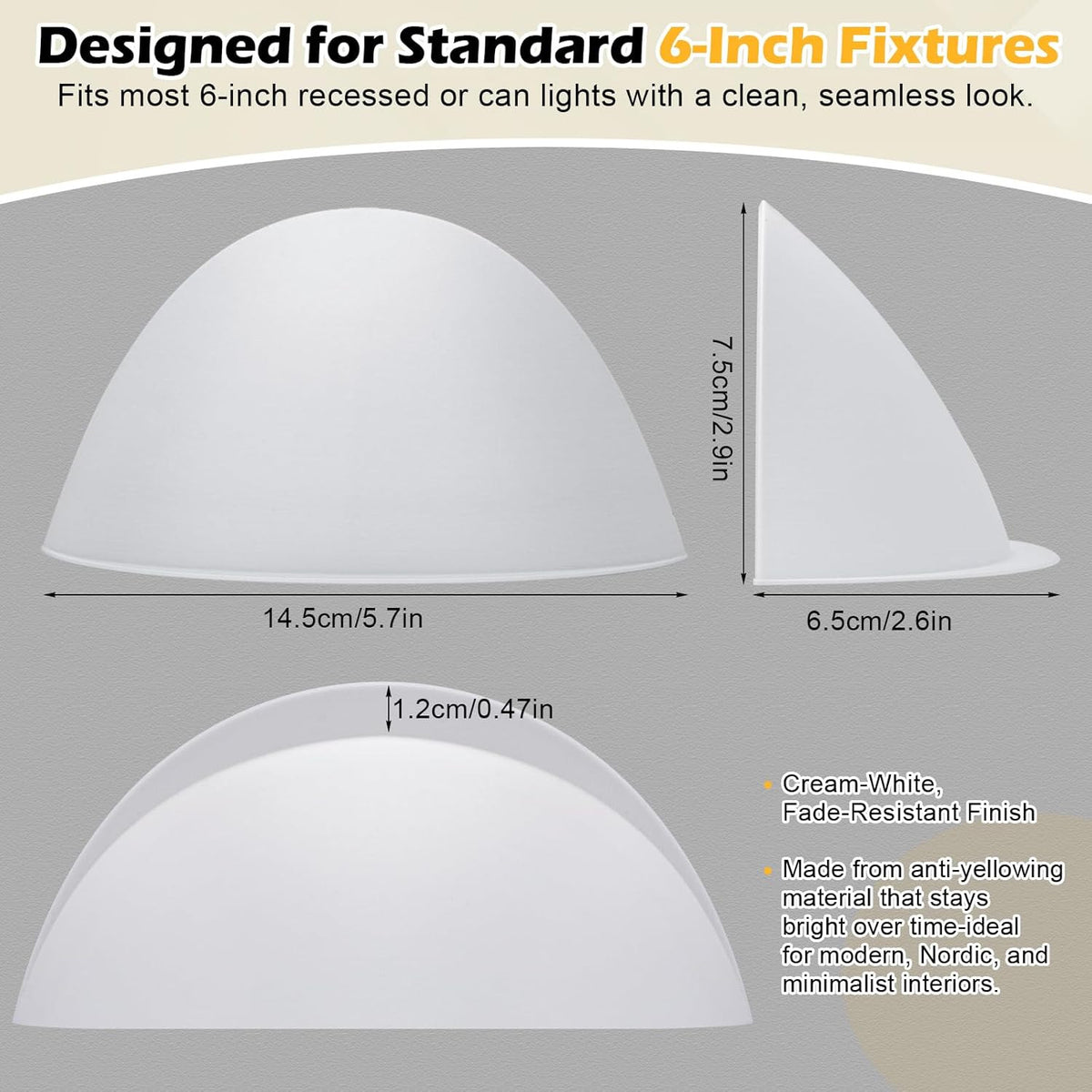 4-Pack Stick-On Half Shades for Recessed Ceiling Lights – Glare Blocker & Light
