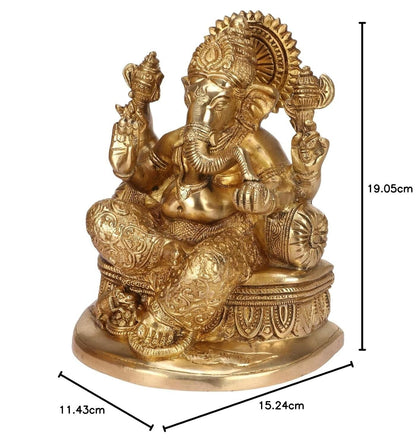 Hindu God Lord Brass Ganesha Statue Ganesh Idol for Home Decor Figurine