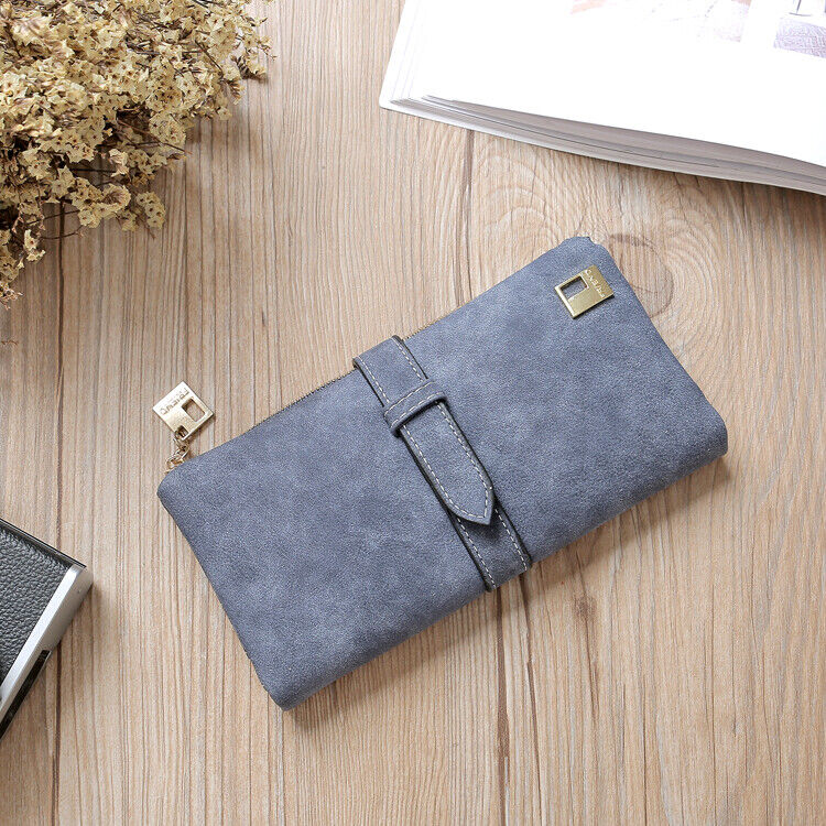 Women's Wallets Leather Billfold Handbag Clamps Cash Clip Female Coin Purse Card