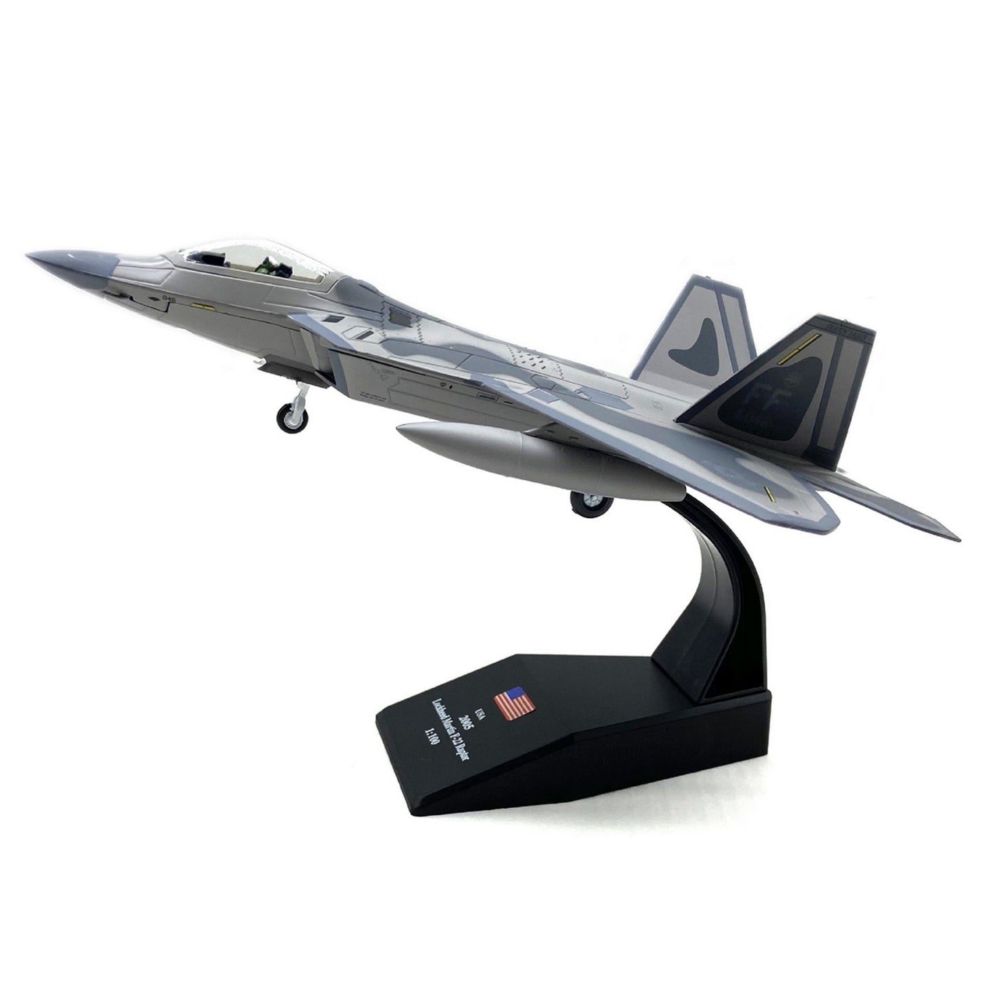 18cm 1:100 US F22 Raptor Stealth Fighter Alloy Aircraft Fighter Military Model B