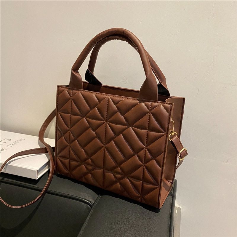 Shoulder Bag Trendy Plaid Leather Crossbody Bags Fashionable Handbags Handle Bag