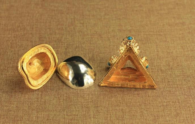 6.5X10CM TIBETAN New TANRA BUDDHISM ALTAR BLESSED GOLD GILT Gabbra KAPALA