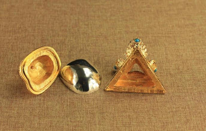 6.5X10CM TIBETAN New TANRA BUDDHISM ALTAR BLESSED GOLD GILT Gabbra KAPALA