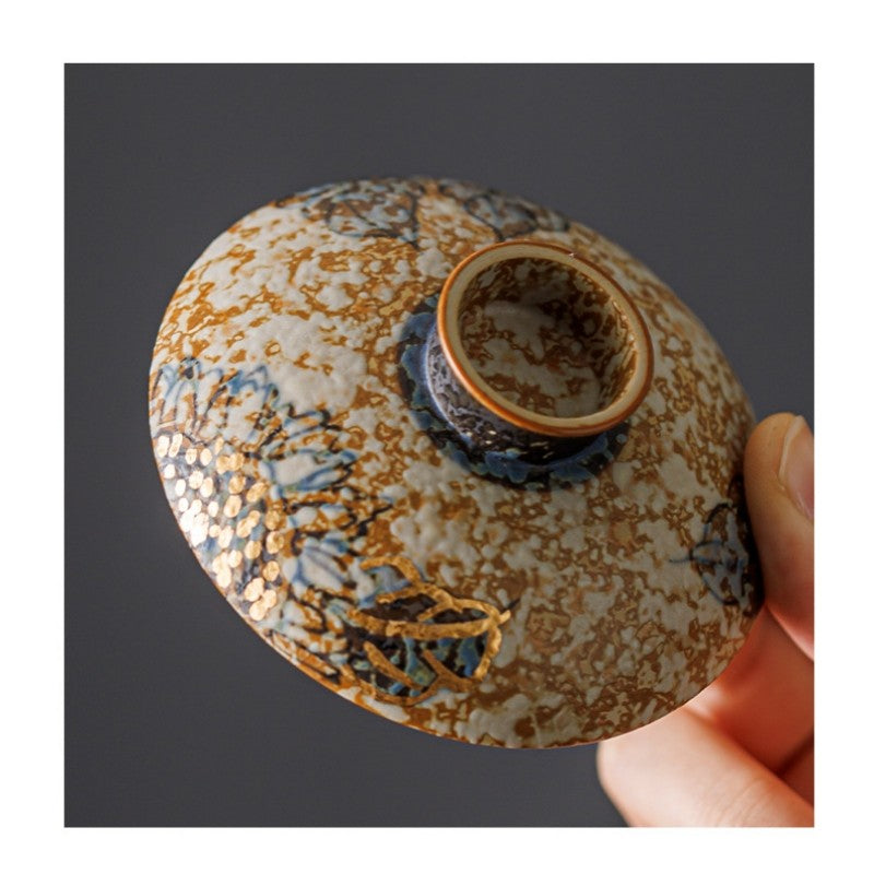 Hand-Painted Blue and White Ceramic Sancai Lidded Gaiwan Tea Bowl Tureen 180ml