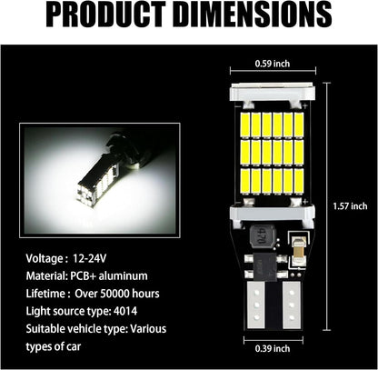 T15 921 912 LED Reverse Backup Light Bulbs W16W 916 6000K Super Bright White
