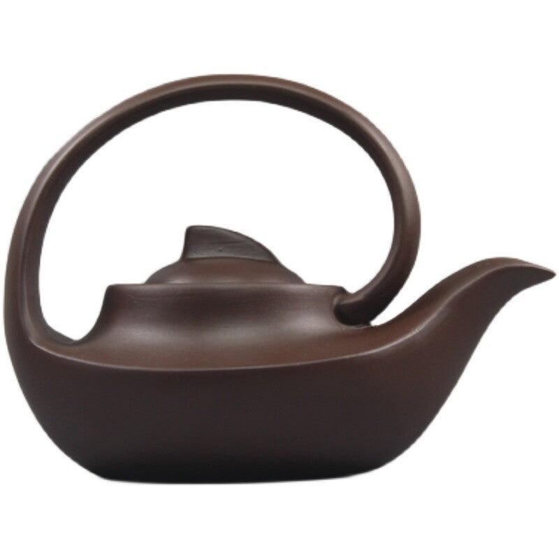 7” Collect China Yixing Zisha Pottery Purple Clay Handmade 425ML Sail Teapot 曲壶