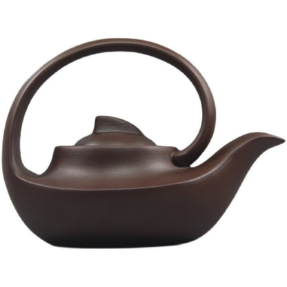 7” Collect China Yixing Zisha Pottery Purple Clay Handmade 425ML Sail Teapot 曲壶