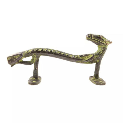Set of 2 Antique Look Green Patina Brass Tribal Horse Door Handle