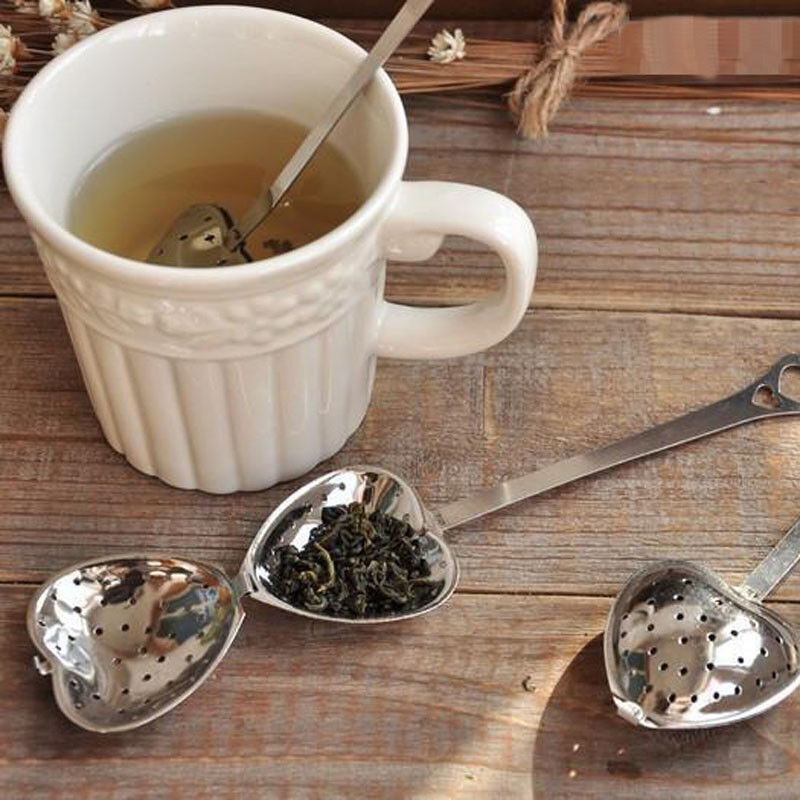 Tea Infuser Stainless Steel Heart Shape Spoon Tea Strainer Herbal Filter Handle