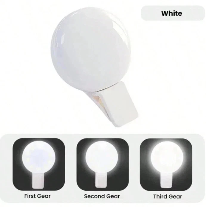 2x Portable LED Selfie Ring Light Mini Clip On 3 Mode Dimming Phone Photo Light