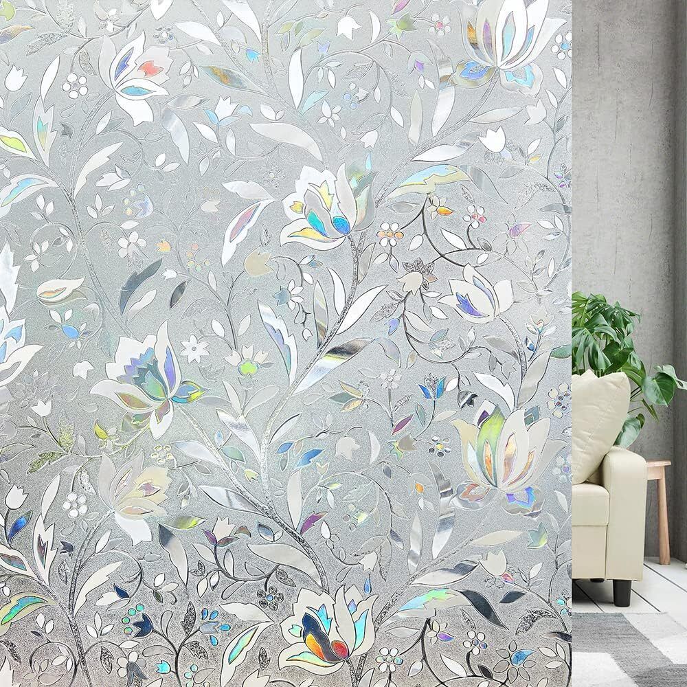 3D Rainbow Glass Privacy Film Stained Static Cling Sticker Frosted Window Decor