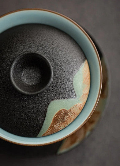 Ceramic Gaiwan Handpainted Mountain Tureen for Tea Lovers