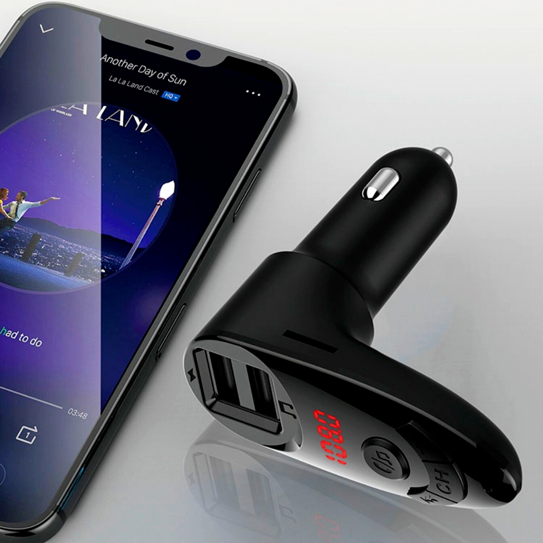 Adaptador Receptor de Audio Bluetooth Cargador Rapido Manos Libres para Coche