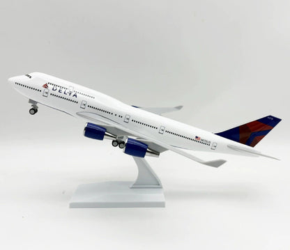30CM DELTA BOEING 747-400 Passenger Airplane Landing Gear Resin Aircraft Model