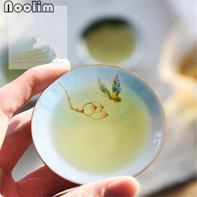 Creative Hand Painted Lotus Bird Teacup Exquisite Chinese Handmade Porcelain