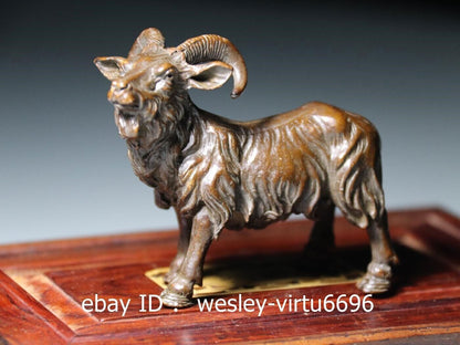 Chinese Dynasty Folk Old Antique Red Copper Animal Goat Sheep Art Statue 8cm