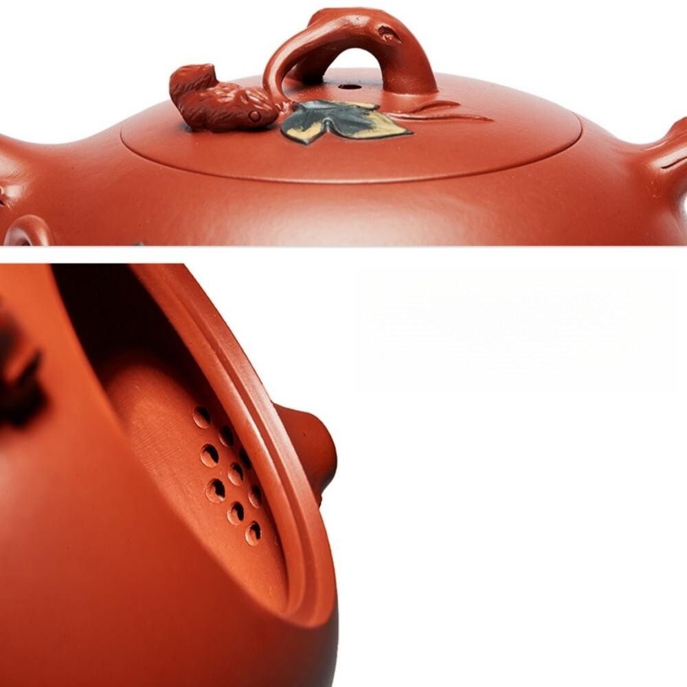 Full Handmade Tea Pot Squirrel Design Boutique Dahongpao Clay Yixing Zisha Xishi