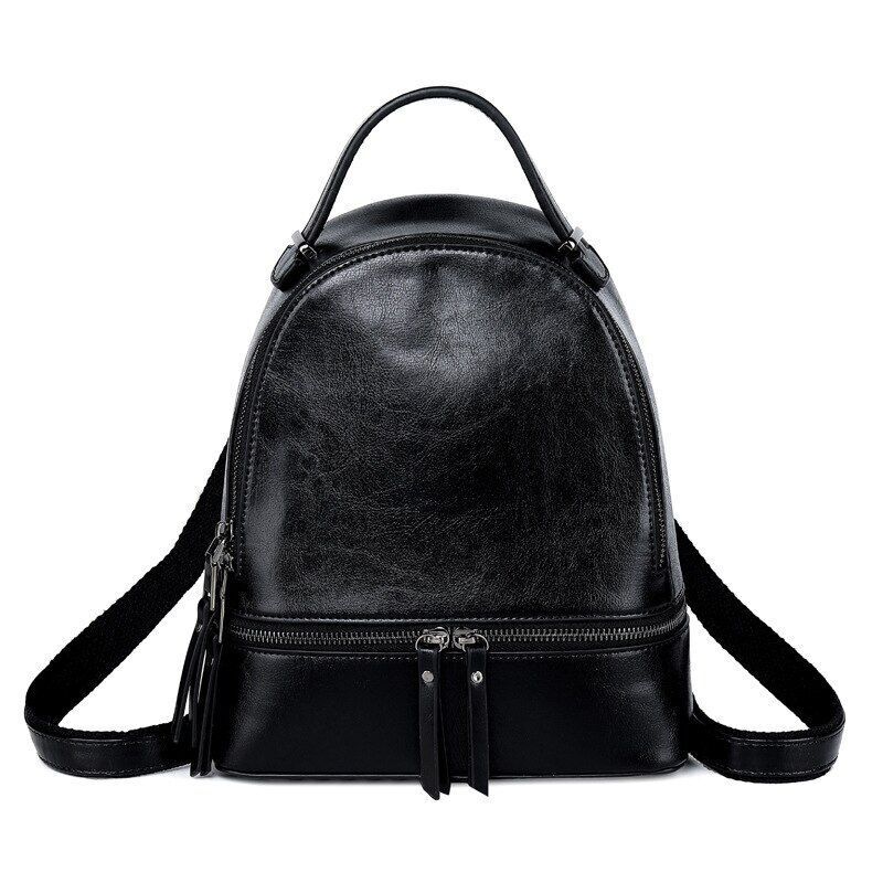 Genuine Leather Rucksack Travel Knapsack School Daypack Oil Wax Cowhide Backpack