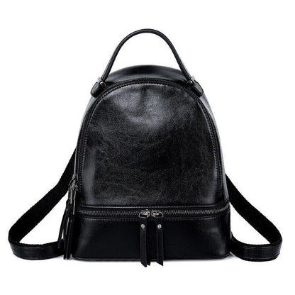 Genuine Leather Rucksack Travel Knapsack School Daypack Oil Wax Cowhide Backpack