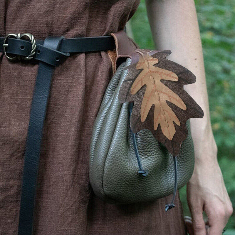 Retro Medieval PU Leather Drawstring Waist Bag Coin Tobacco Wallet Cosplay Props