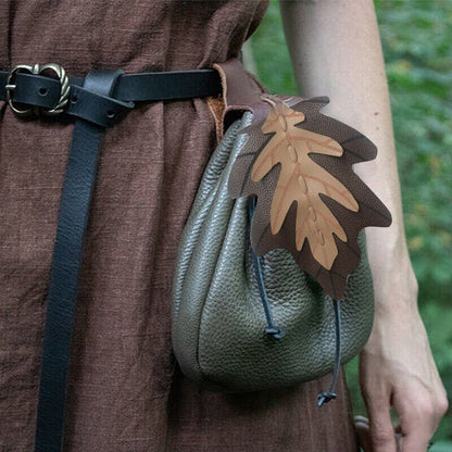 Retro Medieval PU Leather Drawstring Waist Bag Coin Tobacco Wallet Cosplay Props